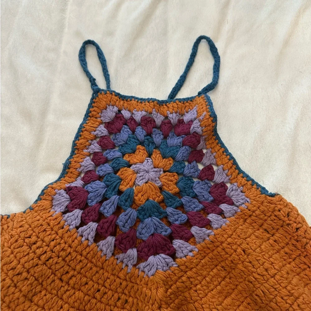 Free People Brown Bella Crochet Halter Top Size Large 38051